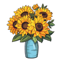 Sunflower bouquet modern pop art style, Sunflower illustration, simple creative design, . png