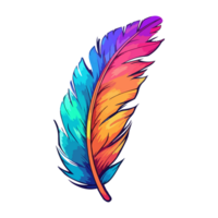 colorida pássaro pena logotipo, pena adesivo, pastel fofa cores, generativo ai. png