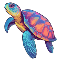 Colorful Sea Turtle modern pop art style, Sea Turtle illustration, simple creative design, . png