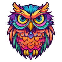 coloré hibou pop art style, hibou autocollant, pastel mignonne couleurs, ai généré. png