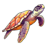 Colorful Sea Turtle modern pop art style, Sea Turtle illustration, simple creative design, . png