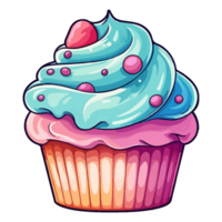 Colorful cupcake modern pop art style, cupcake Sticker, pastel cute colors, . png