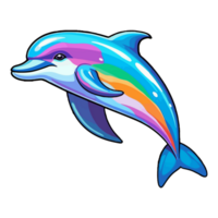 Dolphin modern pop art style, Colorful Dolphin illustration, pastel sticker cute colors, . png