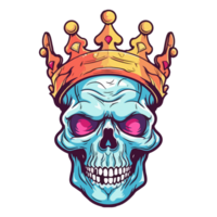 Schädel tragen Krone Logo, Schädel König Aufkleber, Pastell- süß Farben, generativ ai. png