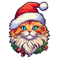 Cute Christmas cat illustration, Santa cat Sticker, pastel cute colors, kitty, kitten, Christmas animals, winter, holidays, png