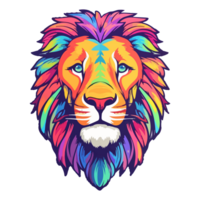 Colorful lion modern pop art style, colorful lion illustration, simple creative design, . png
