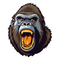 colorato gorilla testa, gorilla testa adesivi cartone animato stile, pastello carino colori, generativo ai. png