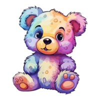 colorida Urso de pelúcia Urso brinquedo ícone desenho animado ilustrações gráfico projeto, ai gerado. png