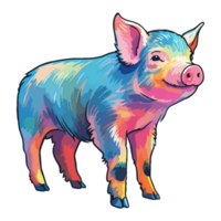 gris modern pop- konst stil, färgrik gris illustration, gris pastell klistermärke söt färger, ai genererad. png