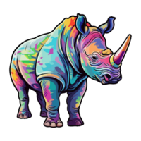 coloré rhinocéros moderne pop art style, rhinocéros illustration, Facile Créatif conception, ai généré. png