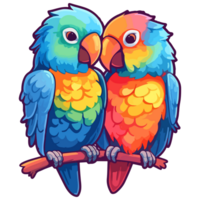 loro amor moderno popular Arte estilo, vistoso loro amor ilustración, pájaro pastel pegatina linda colores, ai generado. png