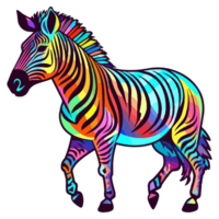 zebra modern knal kunst stijl, kleurrijk zebra illustratie, pastel sticker schattig kleuren, ai gegenereerd. png