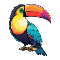 toucan modern pop- konst stil, färgrik toucan fågel illustration, pastell klistermärke söt färger, ai genererad. png