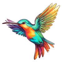 coloré écorcher colibri oiseau moderne pop art style, écorcher colibri oiseau autocollant, pastel mignonne couleurs, ai généré. png