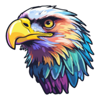 Colorful eagle Head Logo pop art style, eagle face Sticker, pastel cute colors, . png