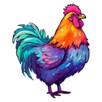 Colorful Chicken Rooster modern pop art style, Chicken Rooster illustration, pastel cute colors, . png