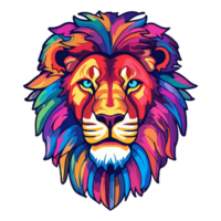 Colorful lion modern pop art style, colorful lion illustration, simple creative design, . png