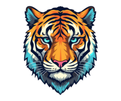 bunt Tiger Kopf Logo, Tiger Gesicht Aufkleber, Pastell- süß Farben, ai generiert. png