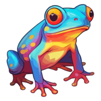 Colorful Frog pop art style, Frog Sticker, pastel cute colors, . png