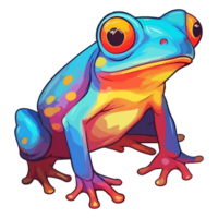 coloré grenouille pop art style, grenouille autocollant, pastel mignonne couleurs, ai généré. png