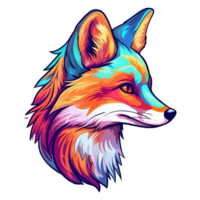 Colorful Fox modern pop art style, Fox Sticker, pastel cute colors, . png