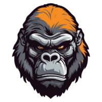 Colorful gorilla head, gorilla head stickers cartoon style, Pastel cute colors, . png