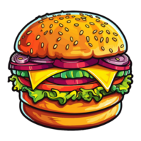 coloré Burger pop art style, Burger autocollant, pastel mignonne couleurs, ai généré. png