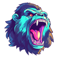 colorato gorilla testa, gorilla testa adesivi cartone animato stile, pastello carino colori, generativo ai. png