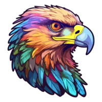 vistoso águila cabeza logo popular Arte estilo, águila cara pegatina, pastel linda colores, ai generado. png