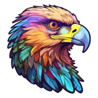 Colorful eagle Head Logo pop art style, eagle face Sticker, pastel cute colors, . png