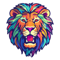 Colorful lion modern pop art style, colorful lion illustration, simple creative design, . png