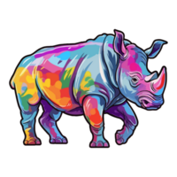 coloré rhinocéros moderne pop art style, rhinocéros illustration, Facile Créatif conception, ai généré. png