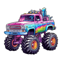 Monster Truck Jumping pop art style, Monster Truck Sticker, pastel cute colors, . png