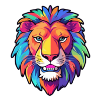 färgrik lejon modern pop- konst stil, färgrik lejon illustration, enkel kreativ design, ai genererad. png