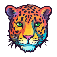 colorida leopardo moderno pop arte estilo, leopardo ilustração, simples criativo projeto, ai gerado. png