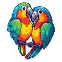 loro amor moderno popular Arte estilo, vistoso loro amor ilustración, pájaro pastel pegatina linda colores, ai generado. png