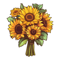 Sunflower bouquet modern pop art style, Sunflower illustration, simple creative design, . png