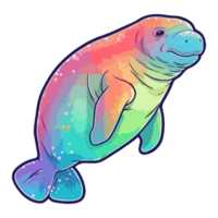 Colorful Manatee modern pop art style, Manatee Illustration, Manatee pastel cute colors, . png