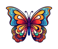 colorida borboleta logotipo, borboleta adesivo, pastel fofa cores, ai gerado. png