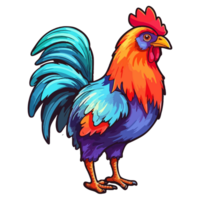 vistoso pollo gallo moderno popular Arte estilo, pollo gallo ilustración, pastel linda colores, ai generado. png