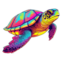 vistoso mar Tortuga moderno popular Arte estilo, mar Tortuga ilustración, sencillo creativo diseño, ai generado. png