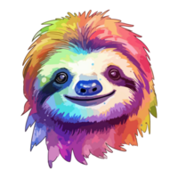 Sloths modern pop art style, Colorful Sloths illustration, Sloths pastel sticker cute colors, . png