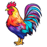 Colorful Chicken Rooster modern pop art style, Chicken Rooster illustration, pastel cute colors, . png