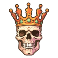 cráneo vistiendo corona logo, cráneo Rey pegatina, pastel linda colores, generativo ai. png