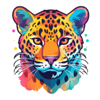 vistoso leopardo moderno popular Arte estilo, leopardo ilustración, sencillo creativo diseño, ai generado. png