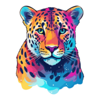 vistoso leopardo moderno popular Arte estilo, leopardo ilustración, sencillo creativo diseño, ai generado. png