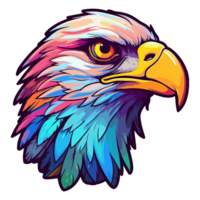 Colorful eagle Head Logo pop art style, eagle face Sticker, pastel cute colors, . png