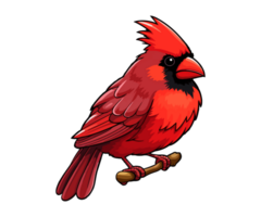 röd kardinal på träd gren, röd kardinal logotyp, röd kardinal klistermärke, ai genererad. png