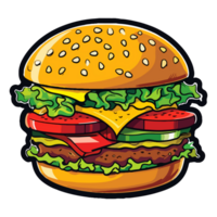 colorato hamburger pop arte stile, hamburger etichetta, pastello carino colori, ai generato. png