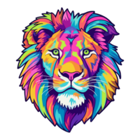 Colorful lion modern pop art style, colorful lion illustration, simple creative design, . png